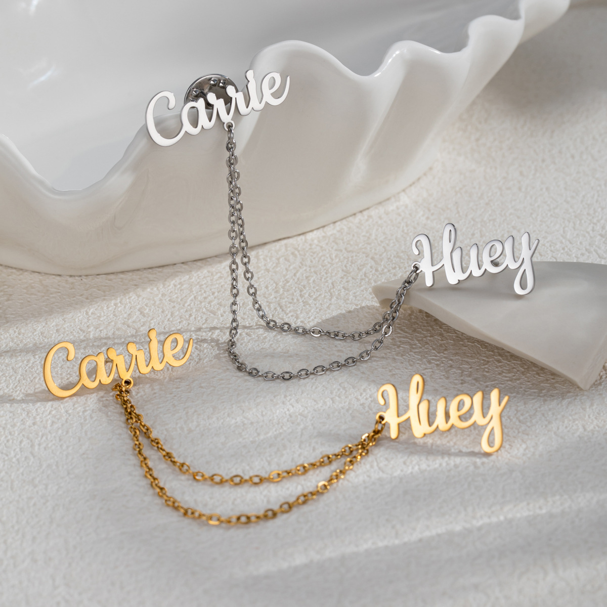Women Accessories Name - Broche personnalisée DIY avec 2 noms,