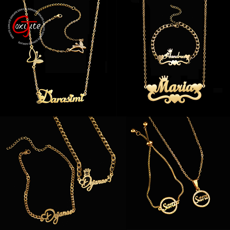 Women Accessories Name - Goxijite personnaliser nom collier un ensemble